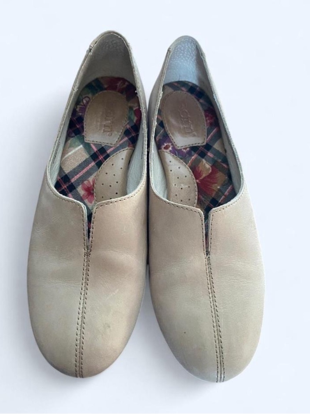 Børn Leather Slip-On Loafers Tan Beige Flats 6.5M